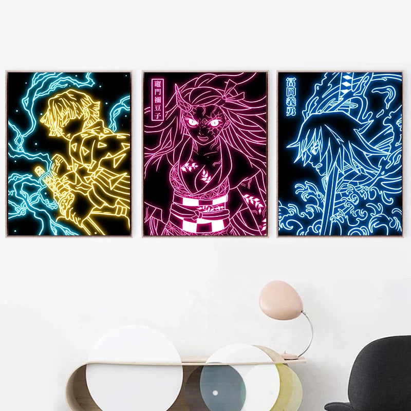 Neon Style Demon Slayer Poster