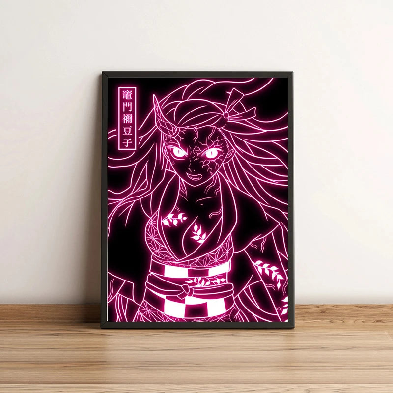 Neon Style Demon Slayer Poster
